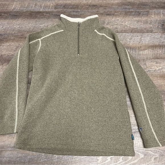 Kuhl Other - Kuhl Sweater Mens Medium Tan Brown Europa 1/4 Zip Alfpaca Fleece Sherpa Collar